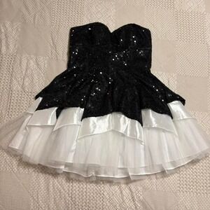 Y2K Deb Black Sequin Ruffle Fairy Dress